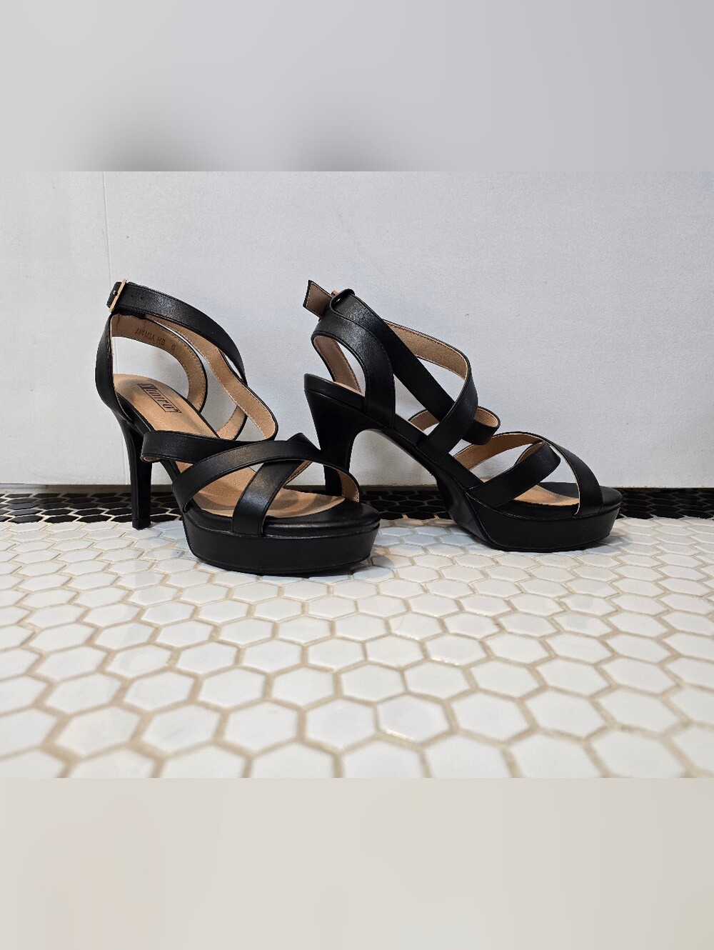 Black Strappy High Heel Sandals - Women's
